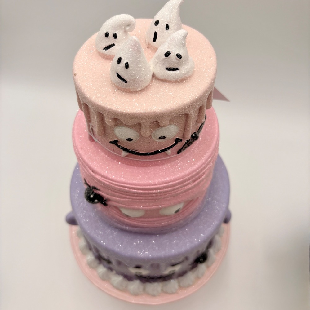 Halloween Pink Pastel Halloween 3-Tier Faux Cake Pinkoween Purple Monster Decor - Picture 7 of 8